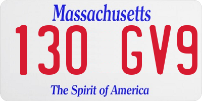 MA license plate 130GV9