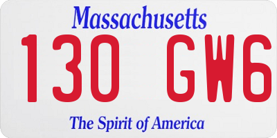 MA license plate 130GW6