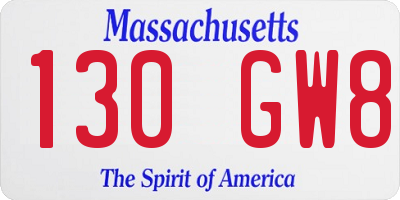 MA license plate 130GW8