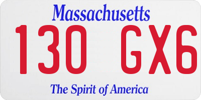 MA license plate 130GX6