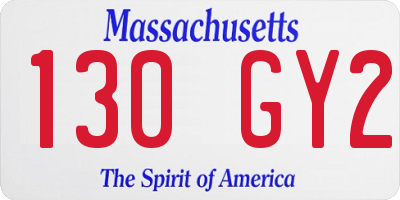MA license plate 130GY2