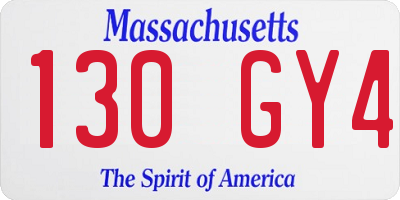 MA license plate 130GY4