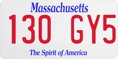 MA license plate 130GY5