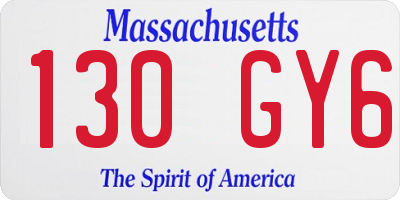 MA license plate 130GY6