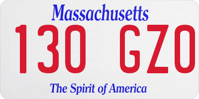 MA license plate 130GZ0