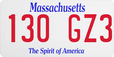 MA license plate 130GZ3