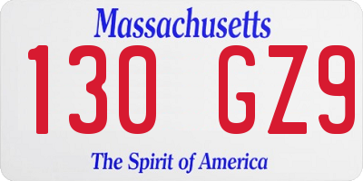MA license plate 130GZ9