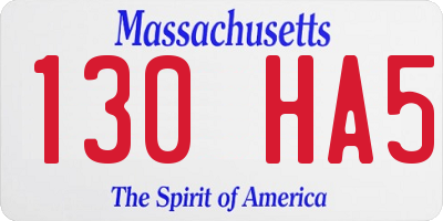 MA license plate 130HA5