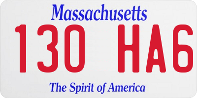 MA license plate 130HA6
