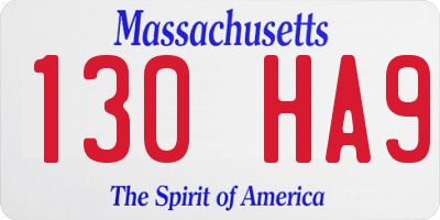 MA license plate 130HA9