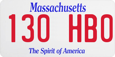 MA license plate 130HB0