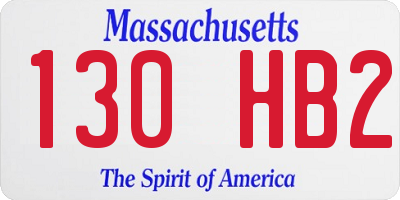 MA license plate 130HB2