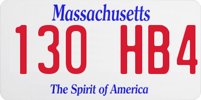 MA license plate 130HB4