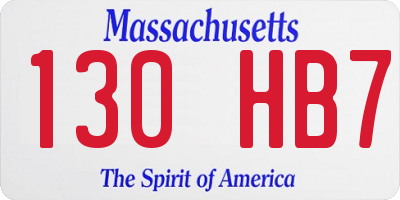 MA license plate 130HB7