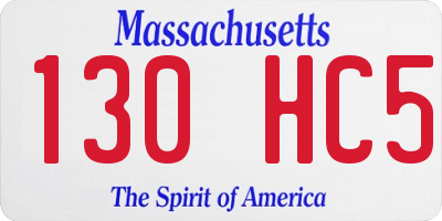 MA license plate 130HC5