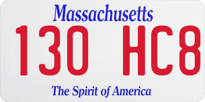 MA license plate 130HC8