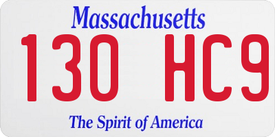 MA license plate 130HC9