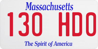 MA license plate 130HD0