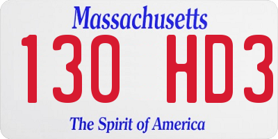 MA license plate 130HD3
