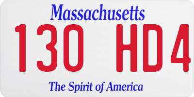MA license plate 130HD4