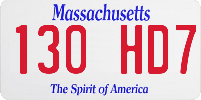 MA license plate 130HD7