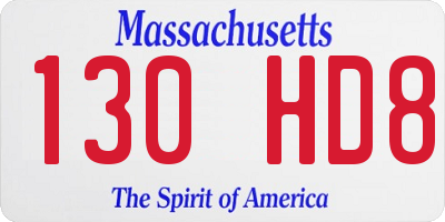 MA license plate 130HD8