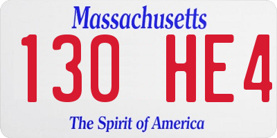 MA license plate 130HE4