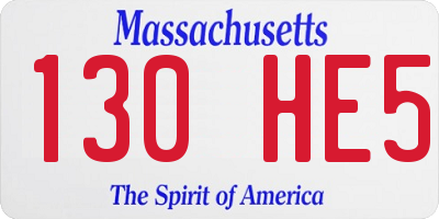 MA license plate 130HE5