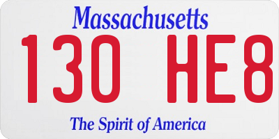 MA license plate 130HE8