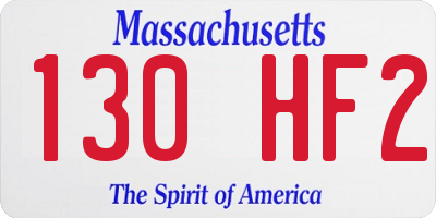 MA license plate 130HF2