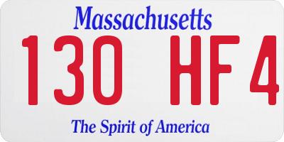 MA license plate 130HF4