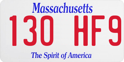 MA license plate 130HF9