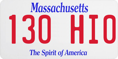 MA license plate 130HI0