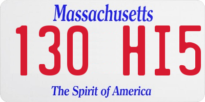 MA license plate 130HI5