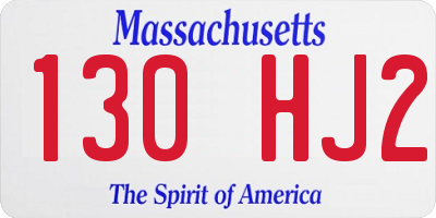 MA license plate 130HJ2