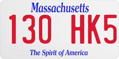 MA license plate 130HK5