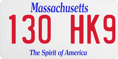 MA license plate 130HK9