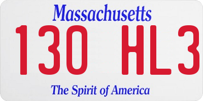 MA license plate 130HL3