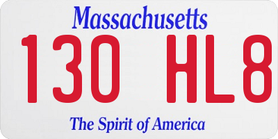 MA license plate 130HL8