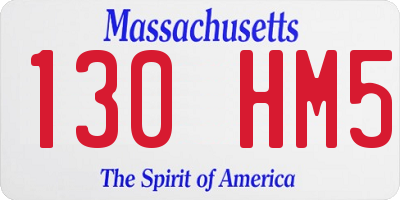 MA license plate 130HM5