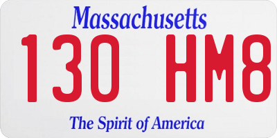 MA license plate 130HM8