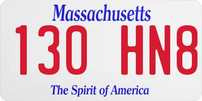 MA license plate 130HN8