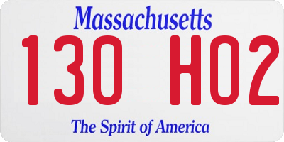 MA license plate 130HO2