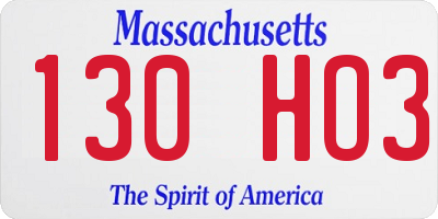 MA license plate 130HO3