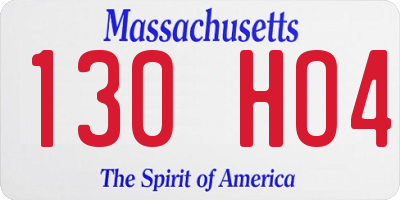 MA license plate 130HO4