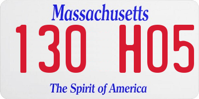 MA license plate 130HO5