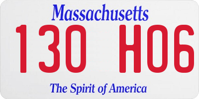 MA license plate 130HO6