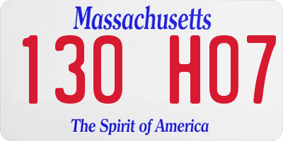 MA license plate 130HO7