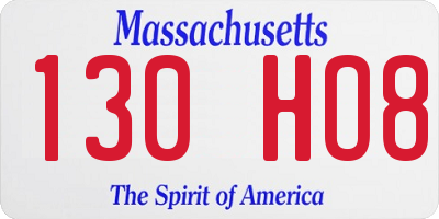 MA license plate 130HO8