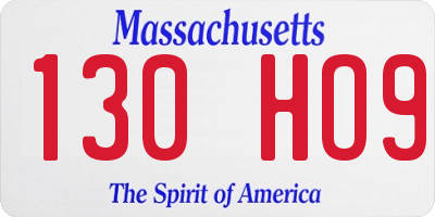 MA license plate 130HO9